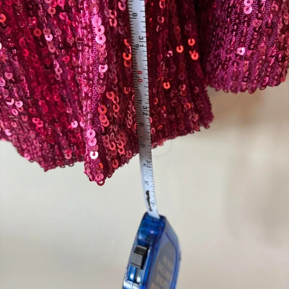Free People hot pink sequin wrap romper tie waist Sz‎ XS #girlhoodcore
